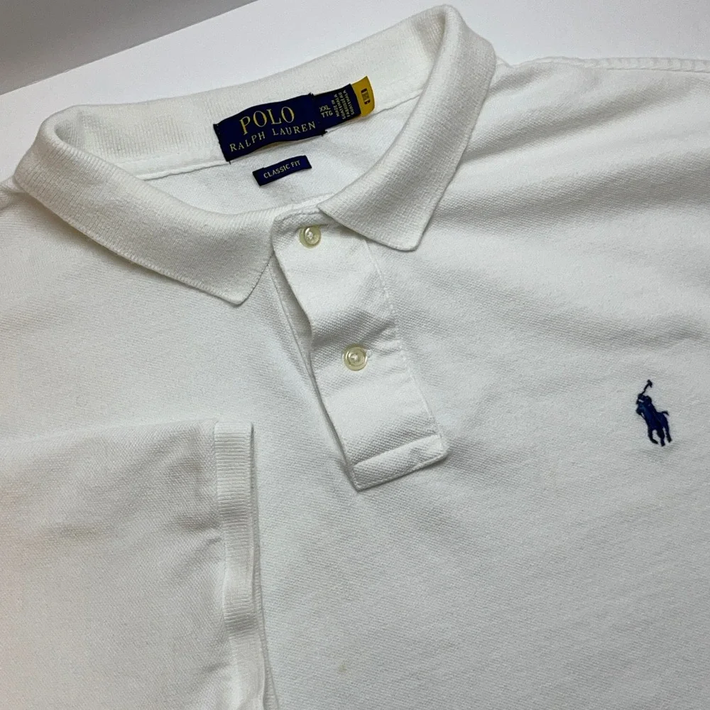 Polo Ralph Lauren Mens Polo Shirt XXL White Classic Fit Cotton Pony Logo Preppy